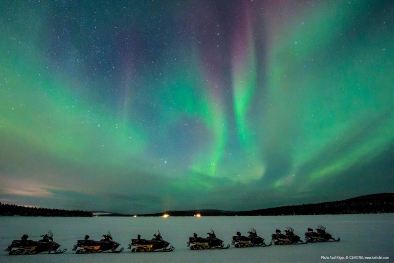 Northern Lights Snowmobile tour Kiruna Aurora Dreams, winter holiday sweden