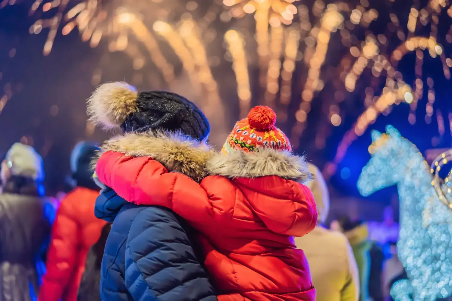 CelebrationNew Year in Swedish Lapland with fireworks
