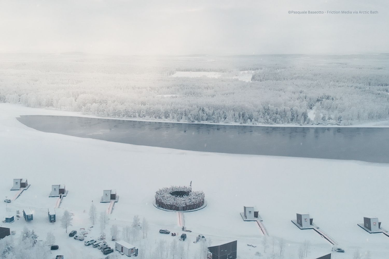 Luxury Swedish Lapland Retreat - Arctic Bath Water Cabins and Spa ©Pasquale Baseotto - Friction Media via Arctic Bath Luxury Swedish Lapland Retreat - Arctic Bath Water Cabins and Spa ©Pasquale Baseotto - Friction Media via Arctic Bath